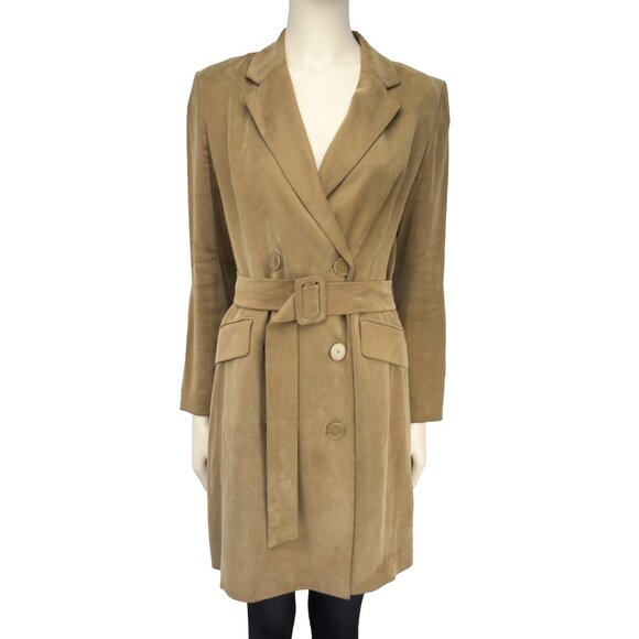 MASSIMO DUTTI Blazer Dress / Trench Coat Tan Kaki Double-Breasted Belted‎ Fall 6 - Picture 4 of 16